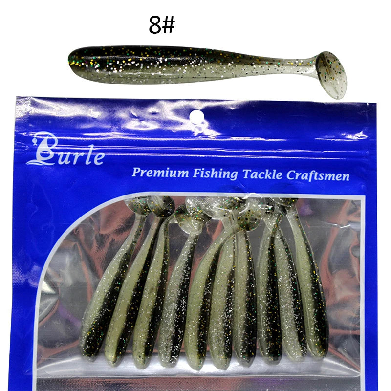 10pcs Soft Fishing Lures for Bass, Soft Paddle Tail Fishing Swimbaits Lures, Fishing Baits Kit for Fishing Trout Redfish