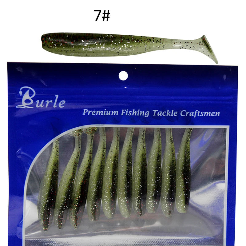 10pcs Soft Fishing Lures for Bass, Soft Paddle Tail Fishing Swimbaits Lures, Fishing Baits Kit for Fishing Trout Redfish