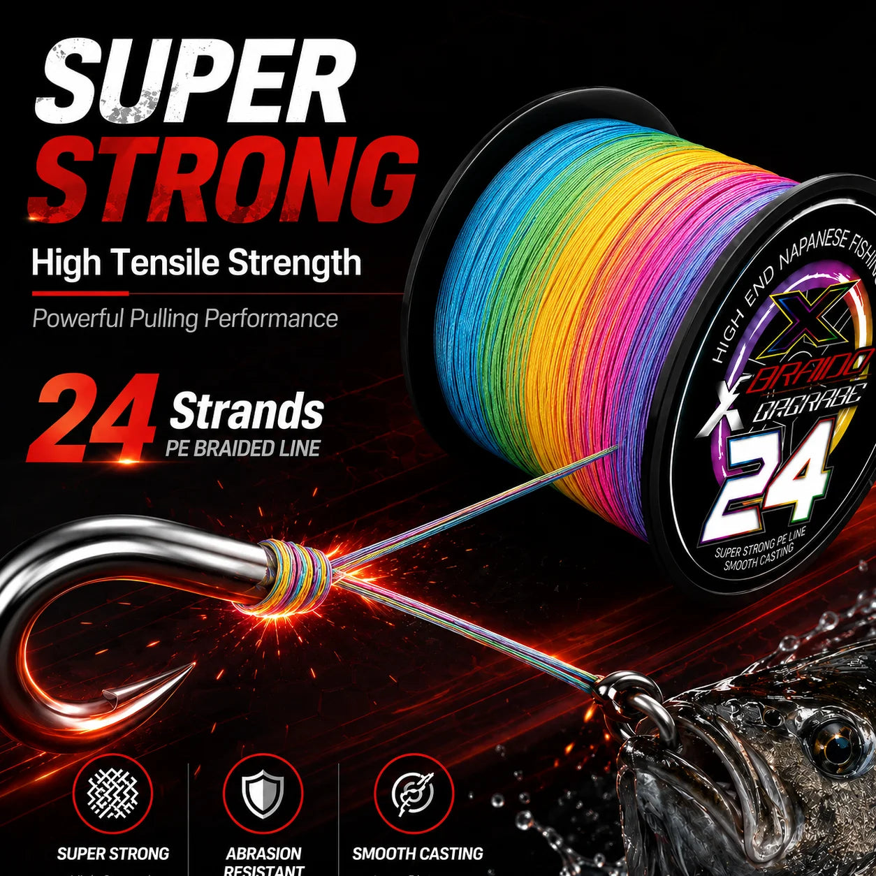 YGK G-SOUL PE Braided Fishingline HighStrength PE Braided Fishing Line 24 Strands Abrasion Resistant Smooth Casting Fishing Line