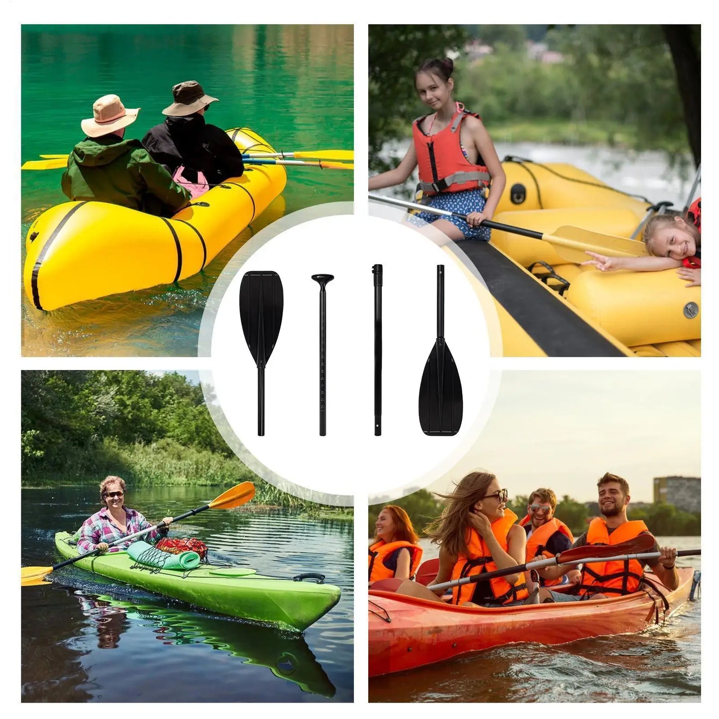 2-Section Carbon Fiber Kayak Paddle Lightweight Double-Blade Paddle For Fishing Touring, Kids Adults, Lake River Sea Rafting