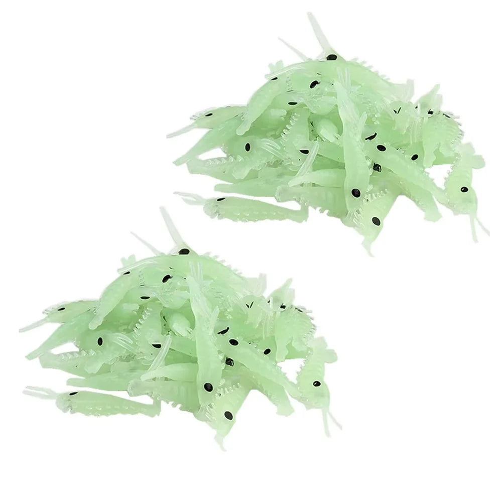 Soft Fishing Lures Artificial Bait Luminous Glow Shrimp Lure Worms Ice Fishing  Lure Saltwater Freshwater for Bass Walleye Trout