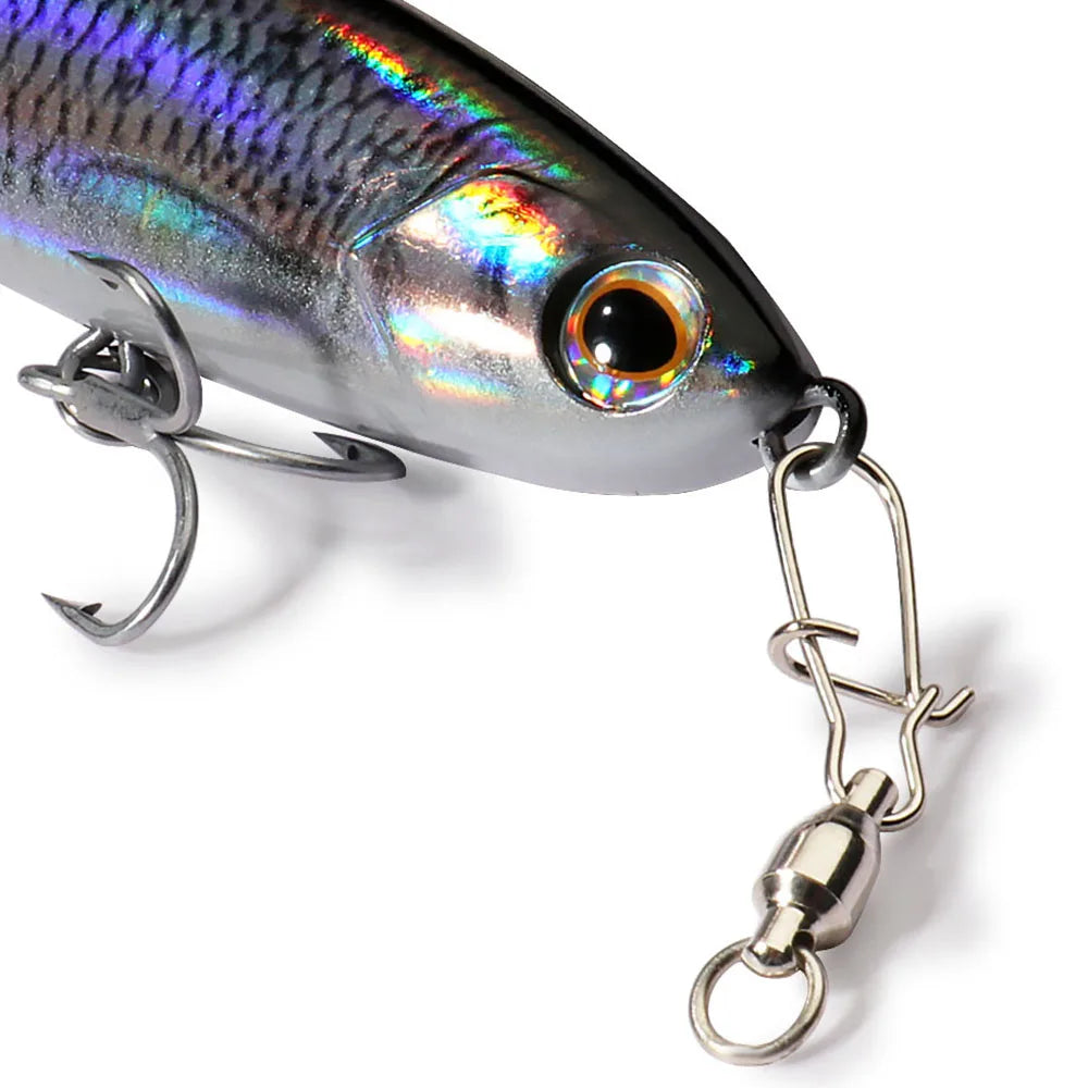 20PCS Swivels Snap Connector Pin Ball Bearing Rolling Rotating Ring Buckle Kit Pesca Lure Line Connect Cross Lock Fishing Tools