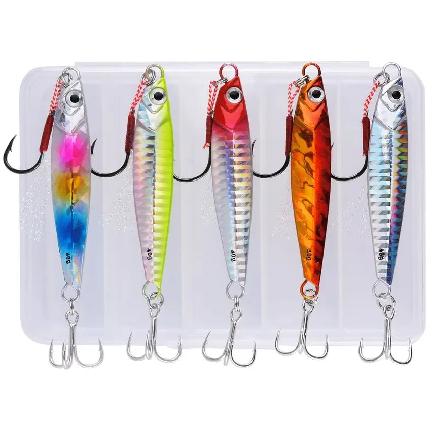 5pcs Metal Jig Fishing Lure Weights 7g-40g Trolling Hard Bait Bass Fishing Bait Tackle Trout Jigging Lure Jigs Saltwater Lures