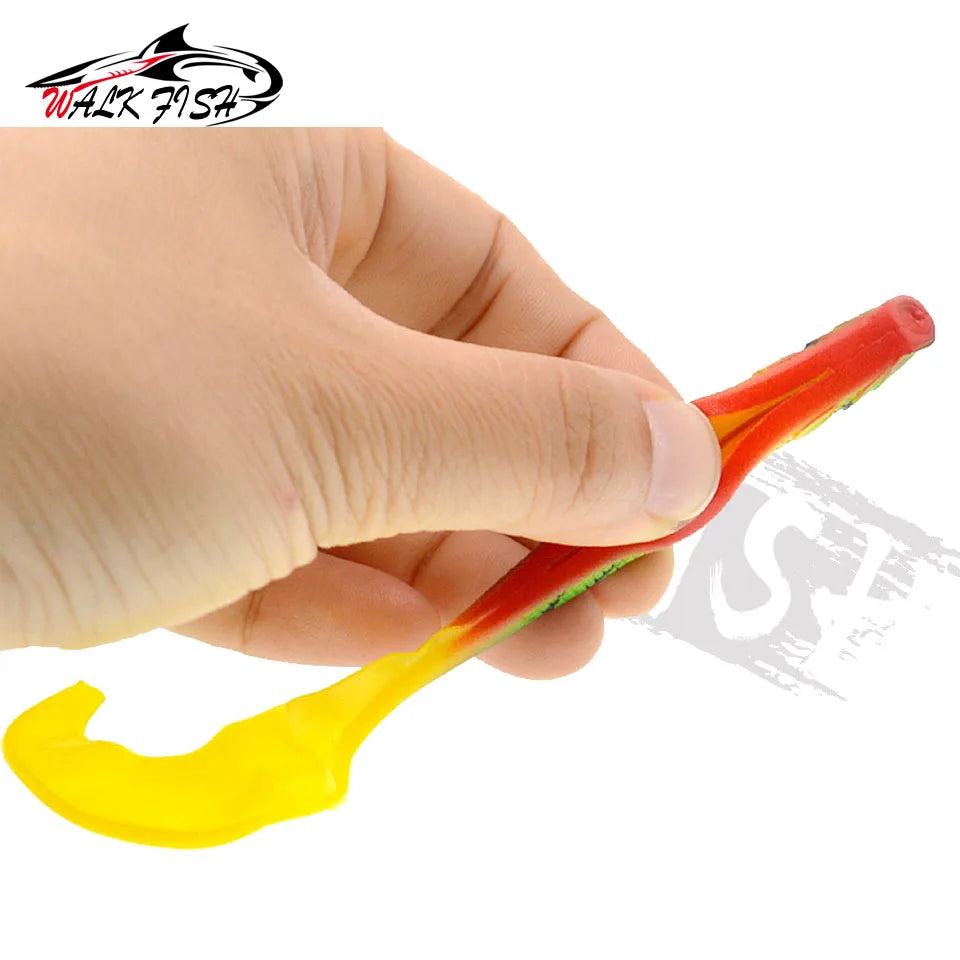 WALK FISH 4PCS Jigging Wobblers Fishing Lure 12.5cm 5.5g shad T-tail soft bait Aritificial Silicone Lures Bass Pike Fishing