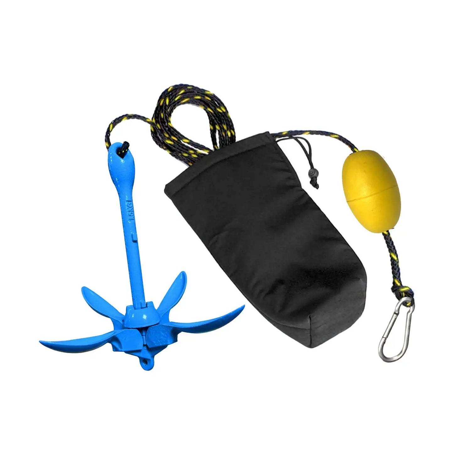 4 Jaw Grapnel Anchor Kit 3.3lb/1.5kg Aluminum Portable Foldable Anchor for Kayaks Jet Skis Pwc Storage Bag Marine Rope
