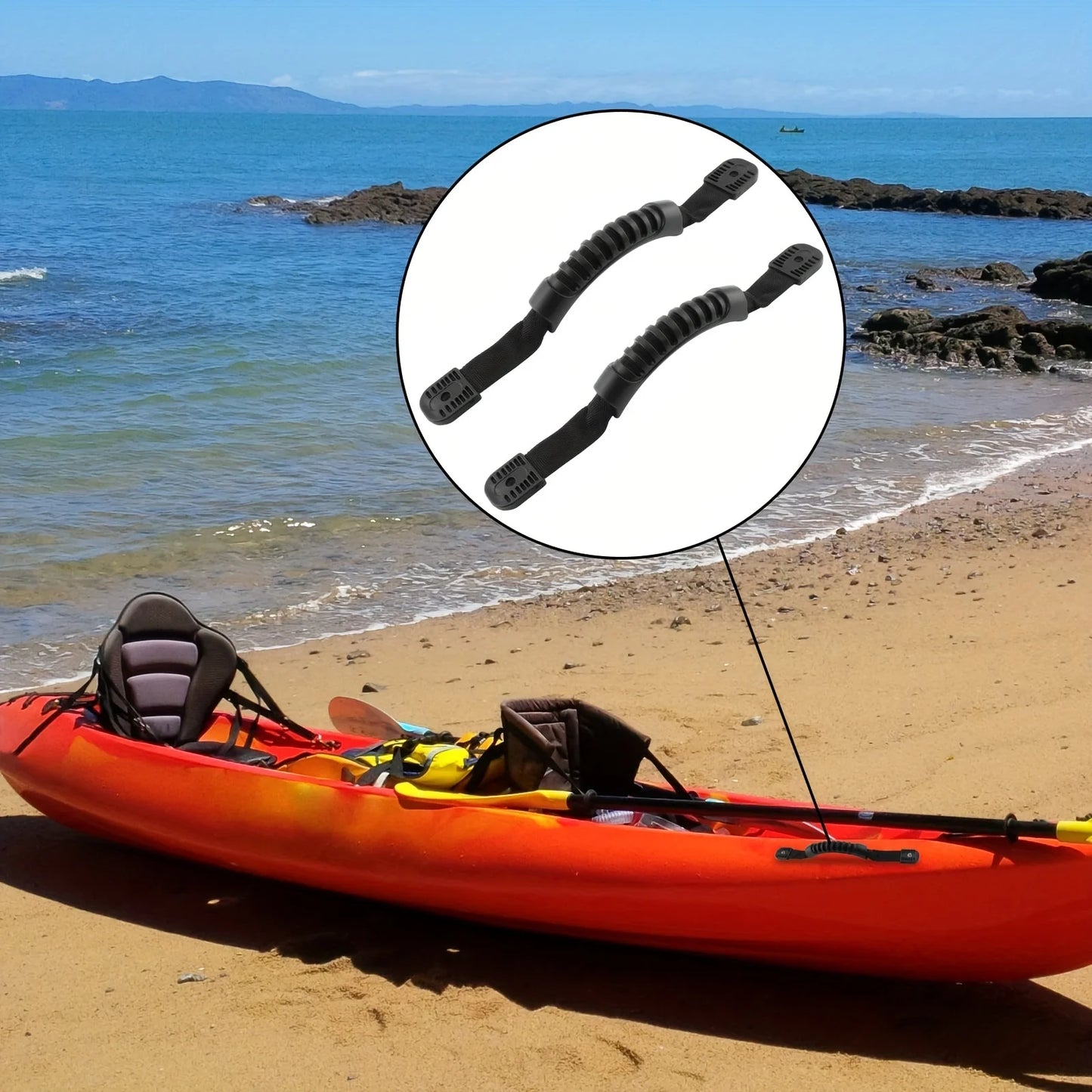 2 Pack Kayak Handles, Side Mount Kayak Handles with Plastic Buckles for Kayak Paddles, Canoes and Lifetime Kayaks
