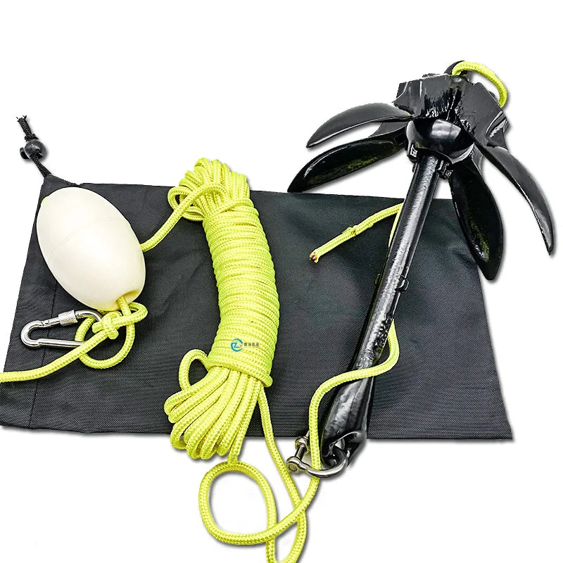 Hot Dipped Galvanized Kayak Anchor,Marine Hardware 5.5lbs Kayak Boat Anchor Green Kits,Portable Folding Anchor With Buoy Kit
