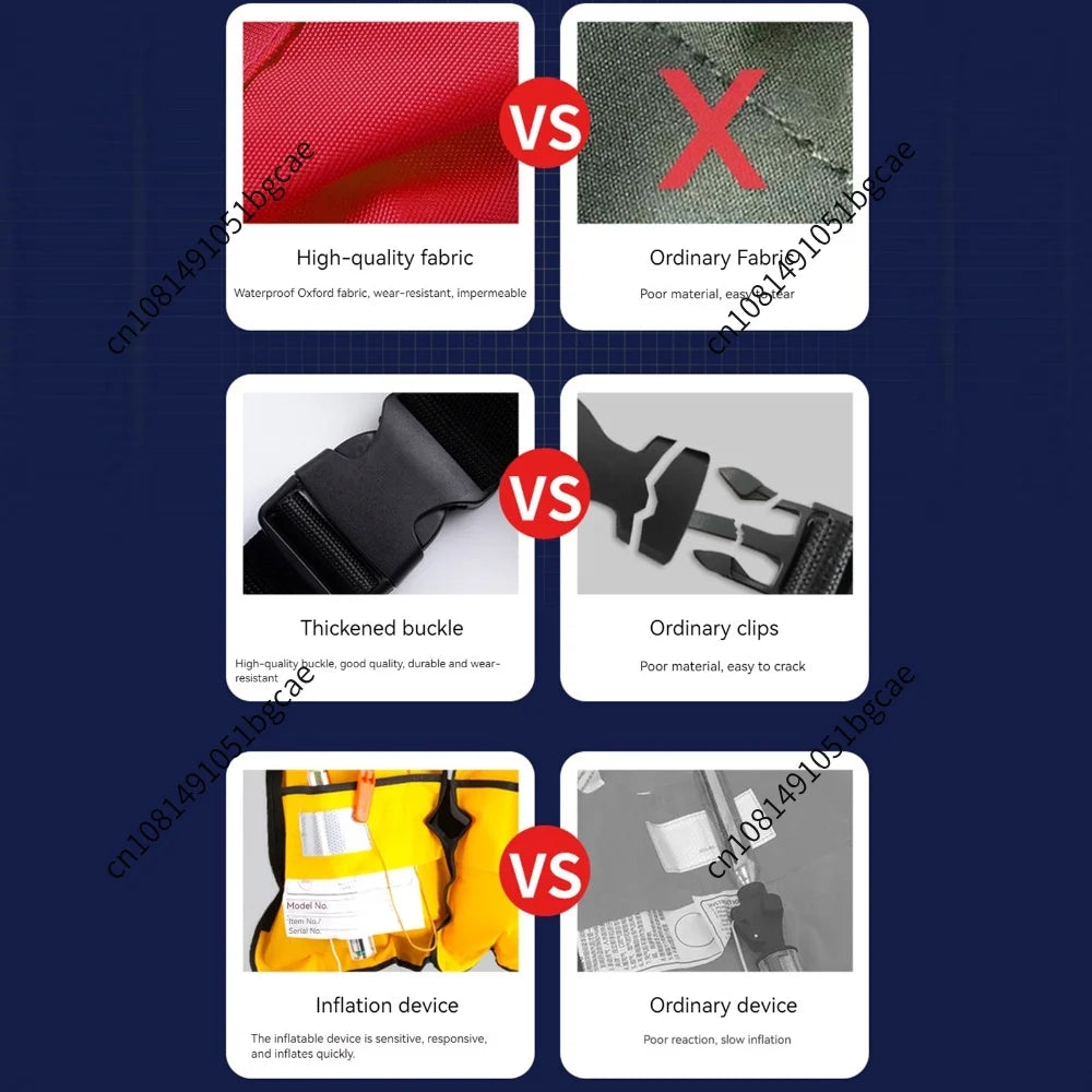 Self-inflatable Life Vests with Reflective Strips & Emergency Whistle Life Jacket Water Sports Vest for Various Water Activities