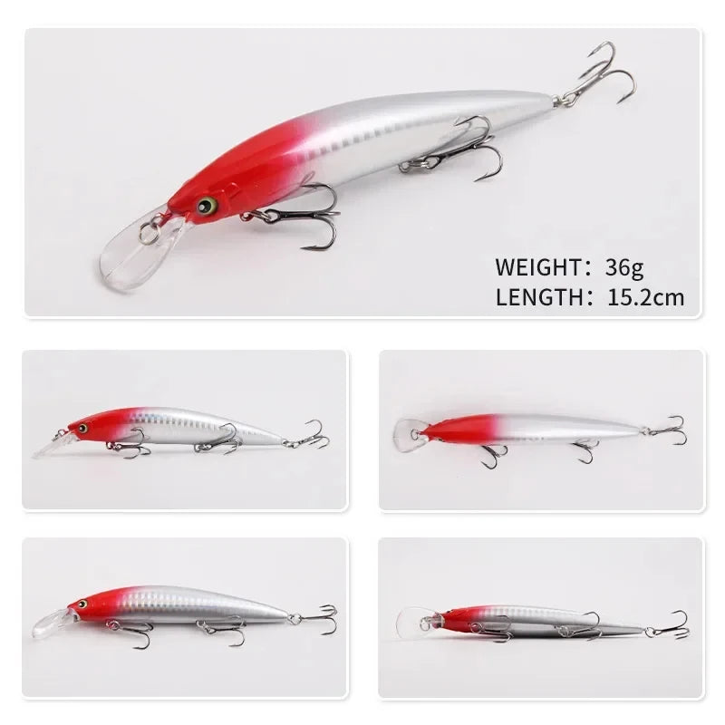1PC Sinking Minnow Fishing Lures Floating Hard Bait 15.2cm/36g Artificial Bait Wobbler Crankbait Carp Perch Pesca Fishing Tackle