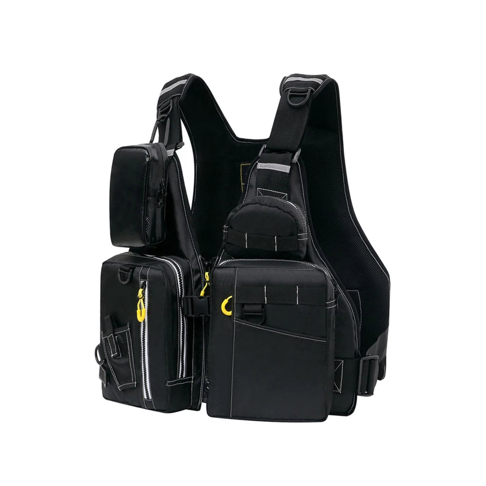 multi-functional life jacket vest for outdoor fishing, a must-have for safety. Multiple pockets for storage, buoyant materials