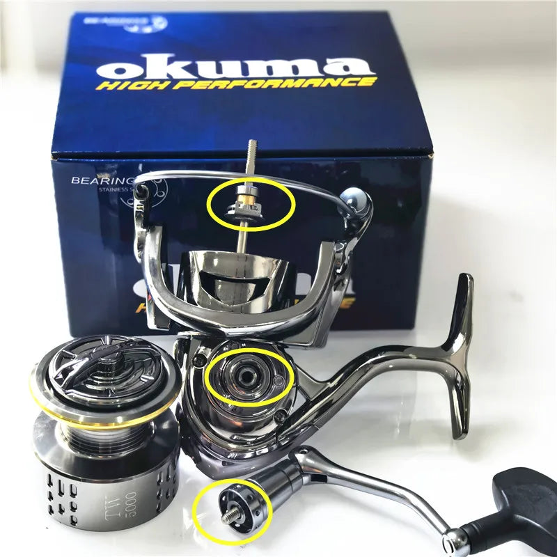 Okuma All Metal Rust Proof Smooth Bearing 5.5:1 Fishing Reel Drag System 15Kg Maximum Power Rotating Wheel Fishing Coil1000-5000