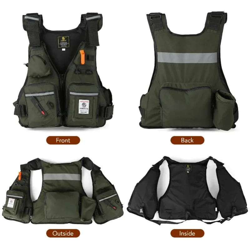 Men Professional Life Jacket Buoyancy Suit Portable Fishing Vests Multi-Pockets Waterproof Sea Fishing Adjustable Vest 2025New