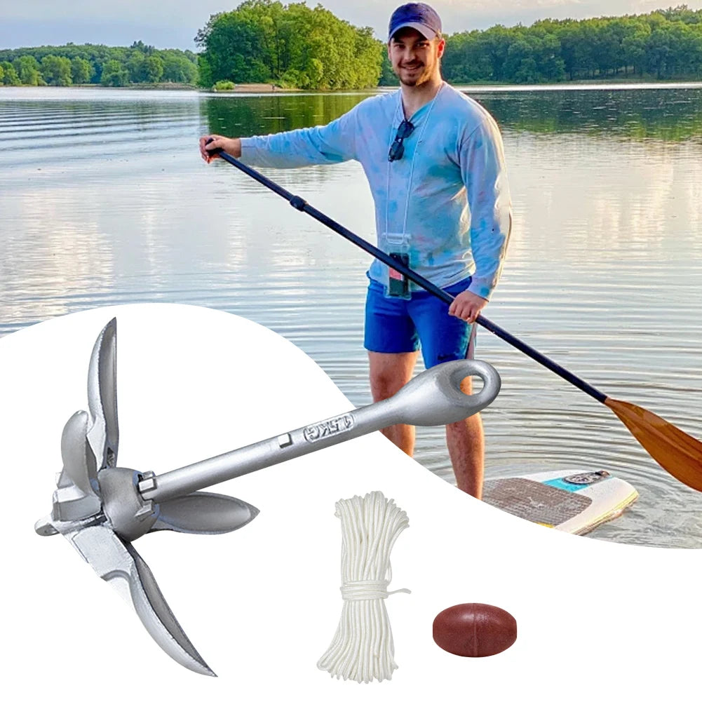 0.7/1.5KG Grapnel Anchor With 65ft Marine Rope And Buoy Foldable Kayak Anchor Boat Anchor For Kayak Canoe Paddle Board Accessory