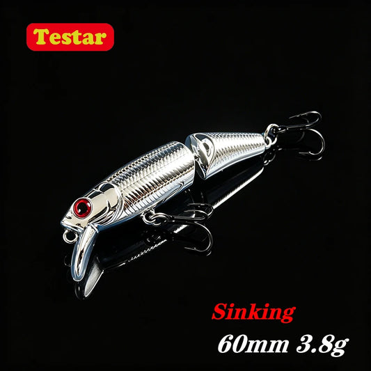 Testar Two Joint 60mm 3.8g Sinking Swimbait Minnow Wobblers Artificial Hard Bait for Pike Bass Trout Fishing Lures