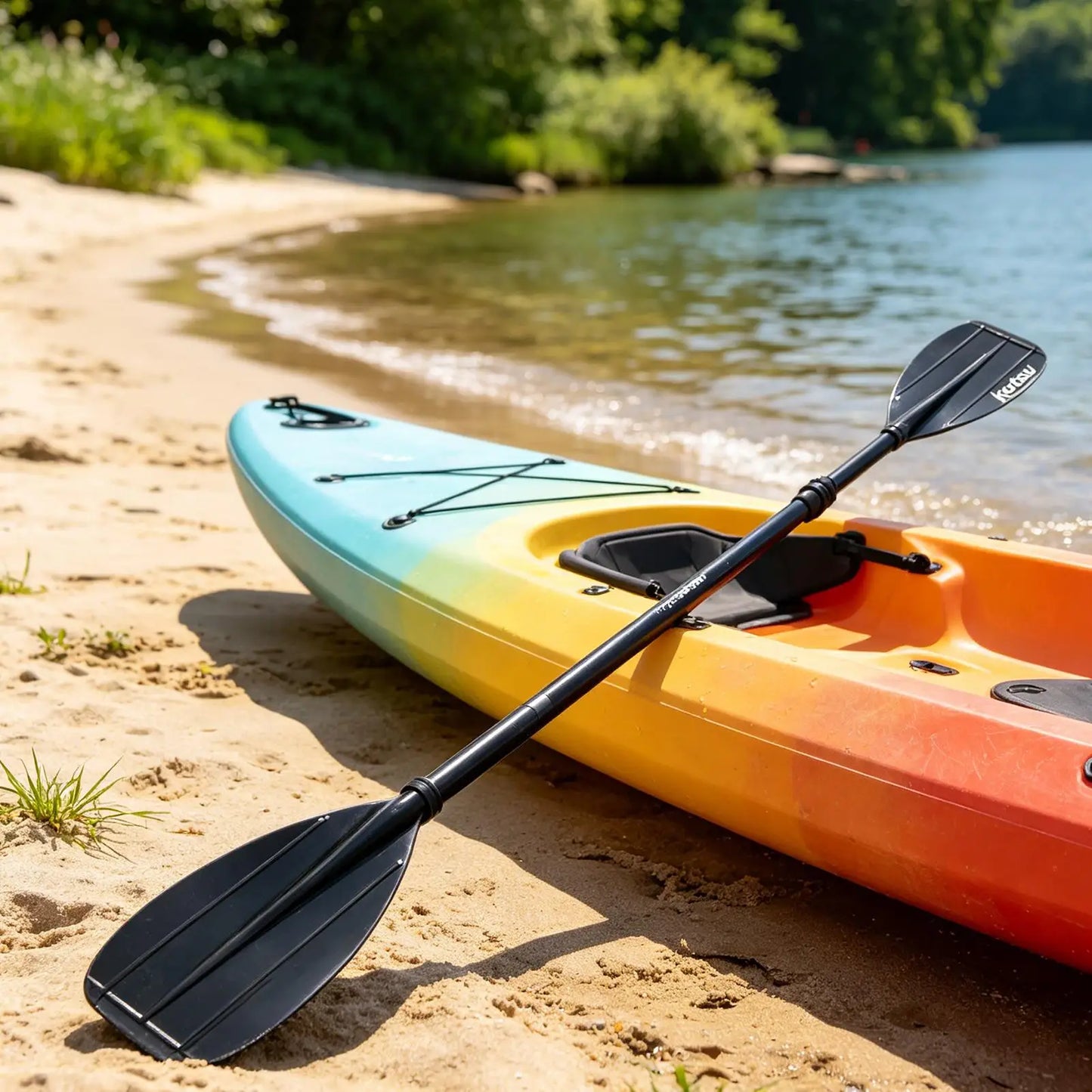 2-Section Carbon Fiber Kayak Paddle Lightweight Double-Blade Paddle For Fishing Touring, Kids Adults, Lake River Sea Rafting
