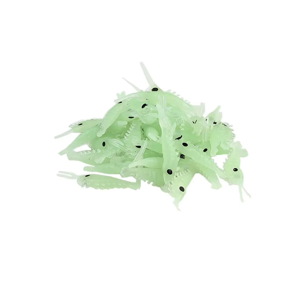 Soft Fishing Lures Artificial Bait Luminous Glow Shrimp Lure Worms Ice Fishing  Lure Saltwater Freshwater for Bass Walleye Trout