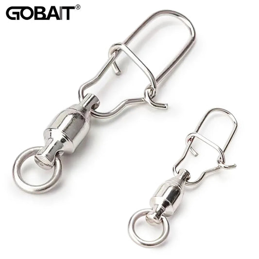 20PCS Swivels Snap Connector Pin Ball Bearing Rolling Rotating Ring Buckle Kit Pesca Lure Line Connect Cross Lock Fishing Tools