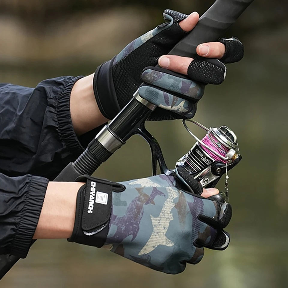 GTUBIKE Fishing Gloves 3 Cut Fingers Warm Cold Weather Suitable for Men and Women Ice Fishing Fly Fishing Motorcycle Cycling