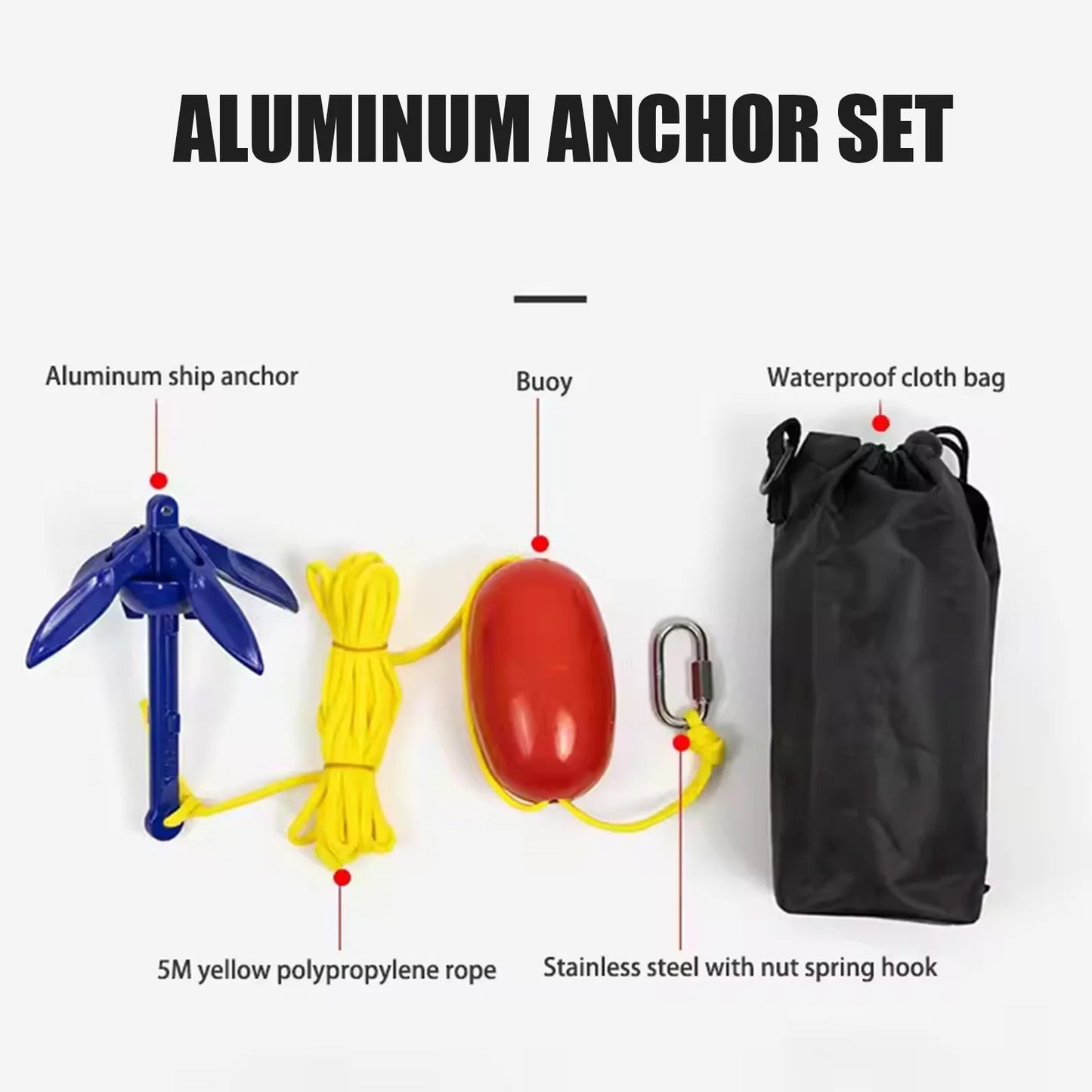 Marine Kayak Anchor Kits Folding Anchor Accessories For Fishing Kayaks, Canoe, Jet Ski, SUP Paddle Board And Small Boats