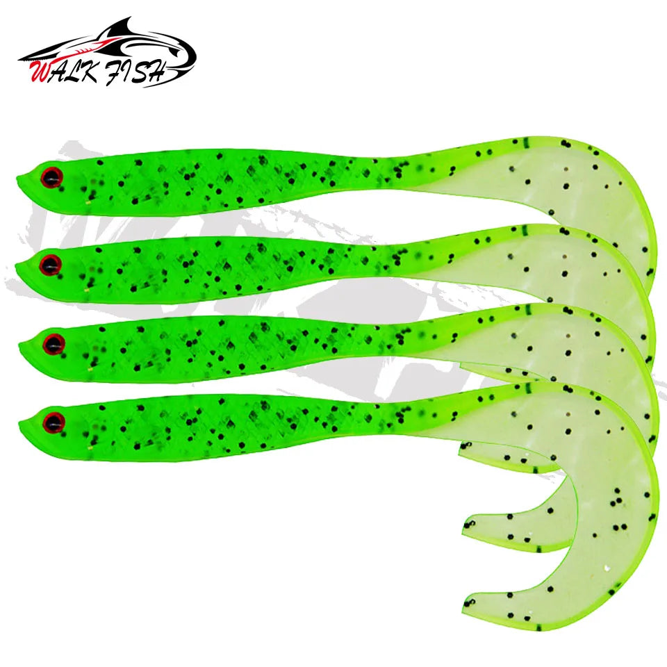 WALK FISH 4PCS Jigging Wobblers Fishing Lure 12.5cm 5.5g shad T-tail soft bait Aritificial Silicone Lures Bass Pike Fishing