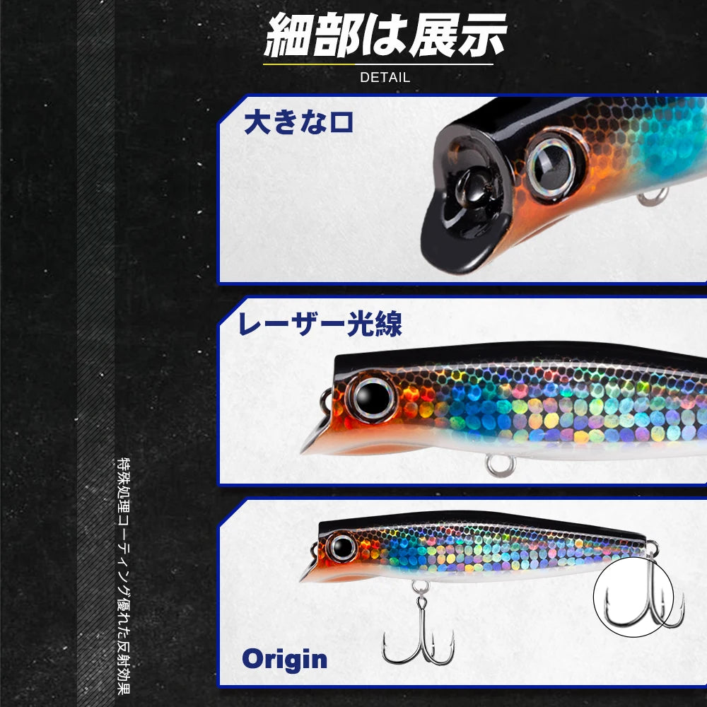 D1 Popper Fishing Lures 90mm 17g Slow Sinking Jerkbait Crankbait Rolling Wobblers Minnow Hard Artificial Bait Bass Pesca Tackle