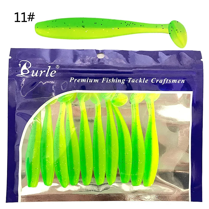 10pcs Soft Fishing Lures for Bass, Soft Paddle Tail Fishing Swimbaits Lures, Fishing Baits Kit for Fishing Trout Redfish