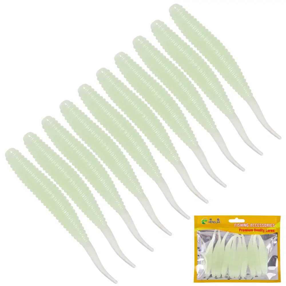 Silicone Soft Bait Fishing Lure Ribbed Worm Needle Tail Swimbait Artificial Rubber Lures for Saltwater Freshwater 9cm 5g