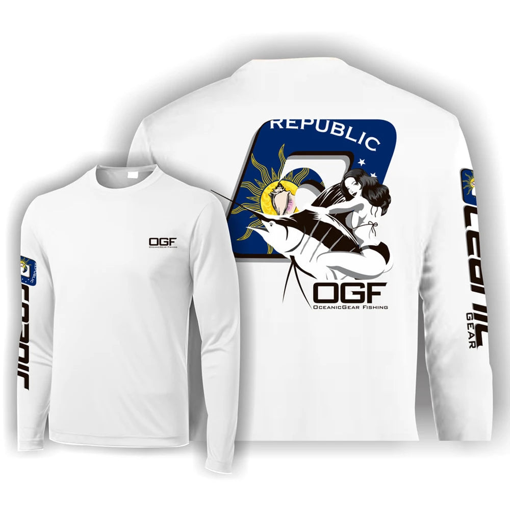 Fishing Tops Wear Sports Clothing Mens Crewneck Shirt Print Fishing Long Sleeve Uv Protection Shirt HOODY PRINT Camisa De Pesca