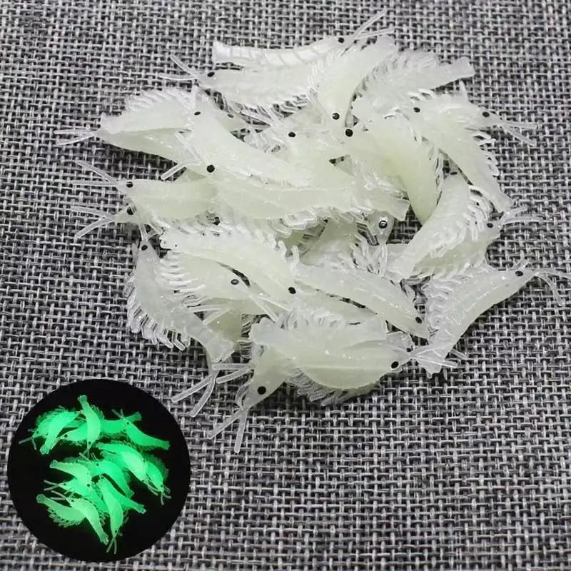 Soft Fishing Lures Artificial Bait Luminous Glow Shrimp Lure Worms Ice Fishing  Lure Saltwater Freshwater for Bass Walleye Trout