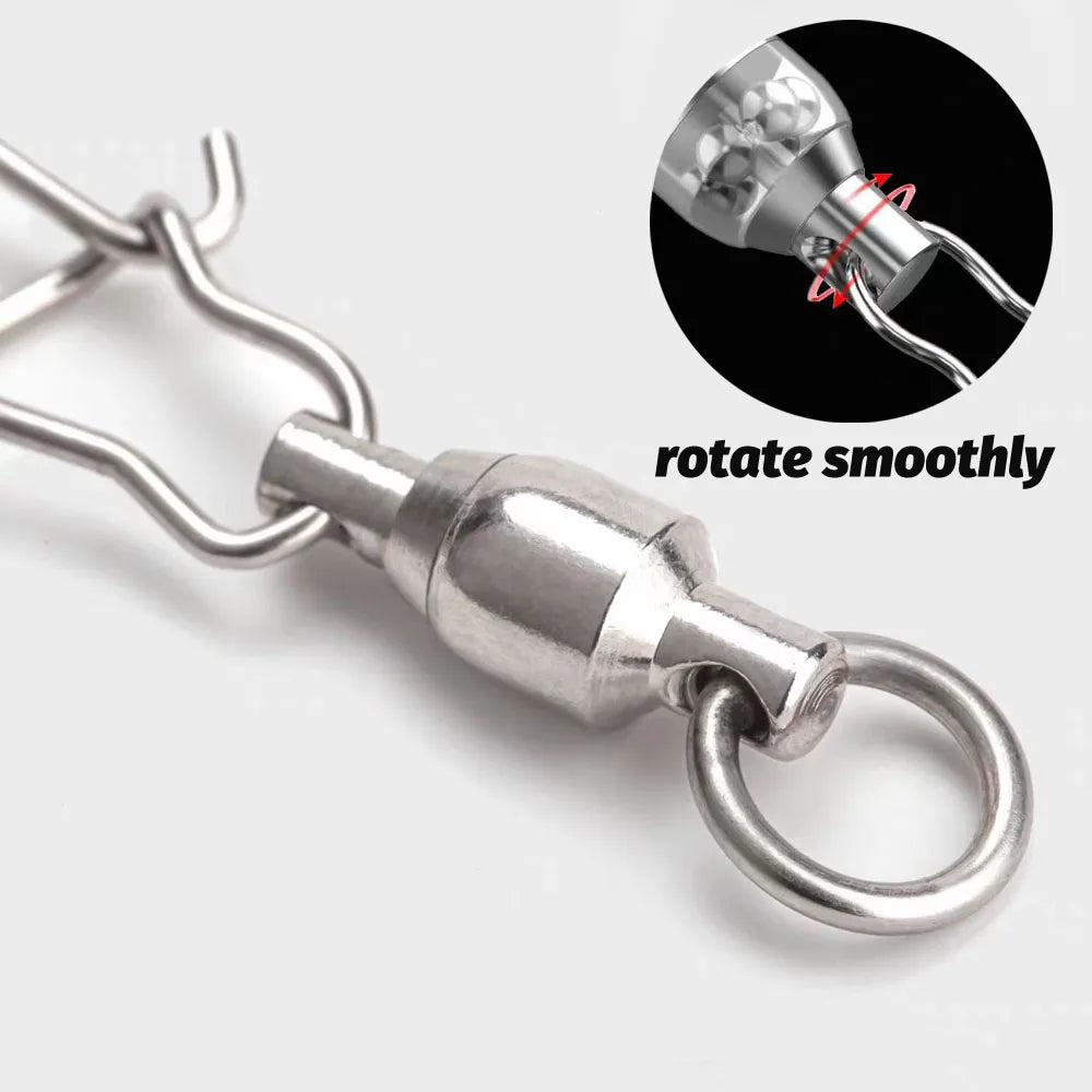 20PCS Swivels Snap Connector Pin Ball Bearing Rolling Rotating Ring Buckle Kit Pesca Lure Line Connect Cross Lock Fishing Tools