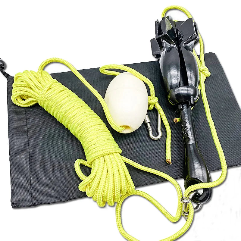 Hot Dipped Galvanized Kayak Anchor,Marine Hardware 5.5lbs Kayak Boat Anchor Green Kits,Portable Folding Anchor With Buoy Kit