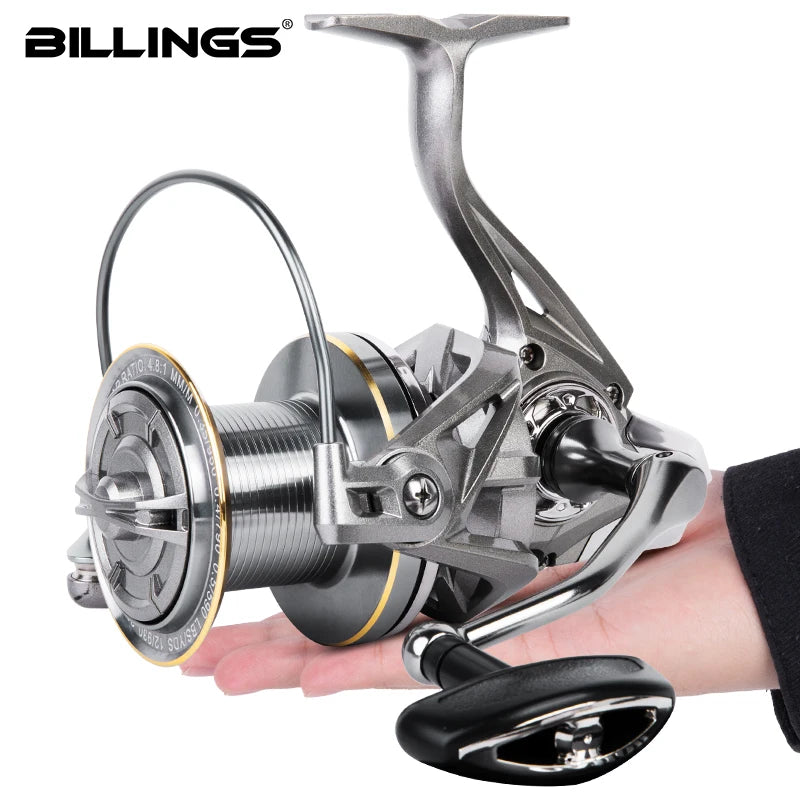 BILLINGS Spinning Reel NGK 8000 9000 10000 12000 14000 Reels 20KG Max Drag 4.8:1 Gear Ratio Stainless Steel Bearing Long Casting Fishing Reels for Saltwater Freshwater Grouper Sea Bass Big Game Fishing