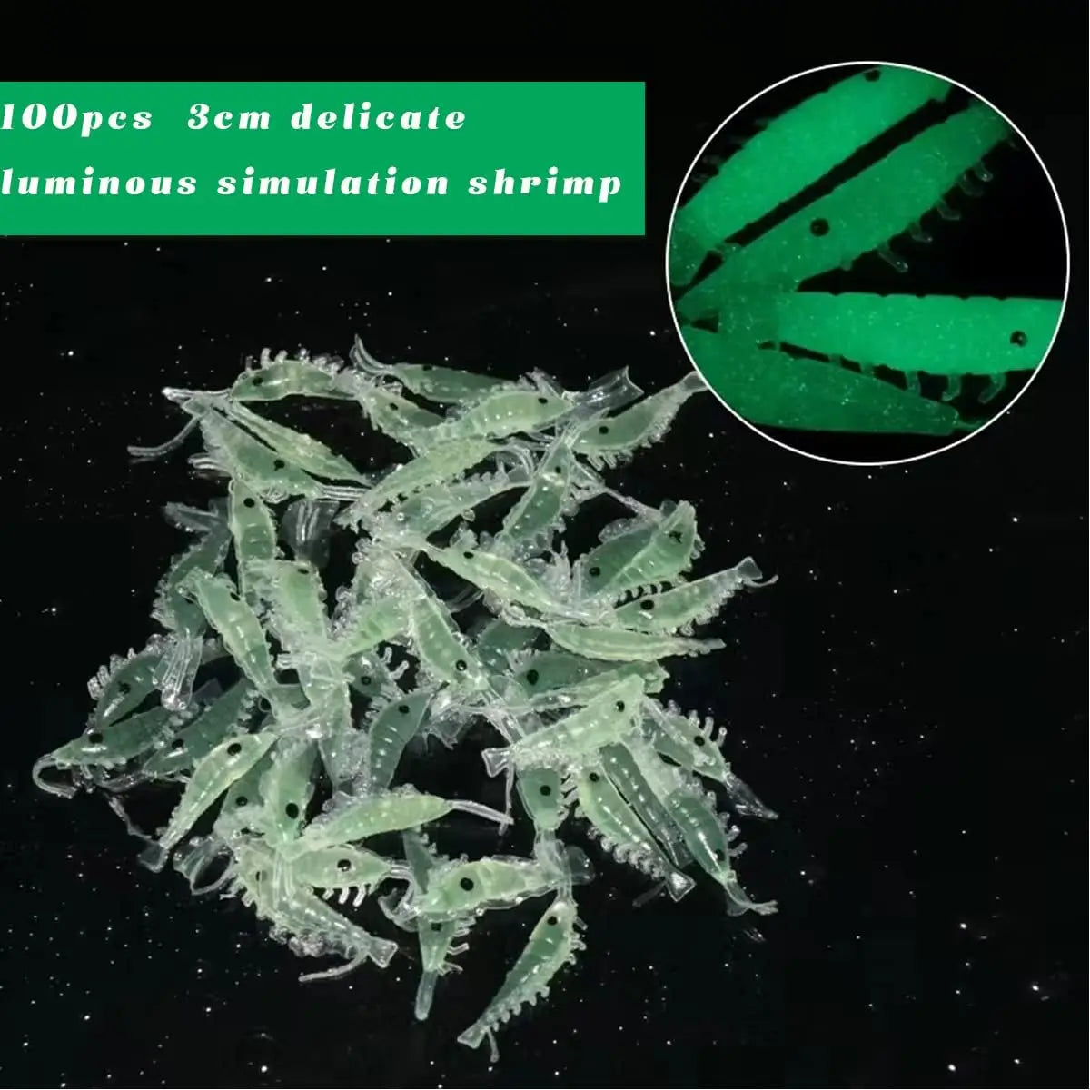 Soft Fishing Lures Artificial Bait Luminous Glow Shrimp Lure Worms Ice Fishing  Lure Saltwater Freshwater for Bass Walleye Trout