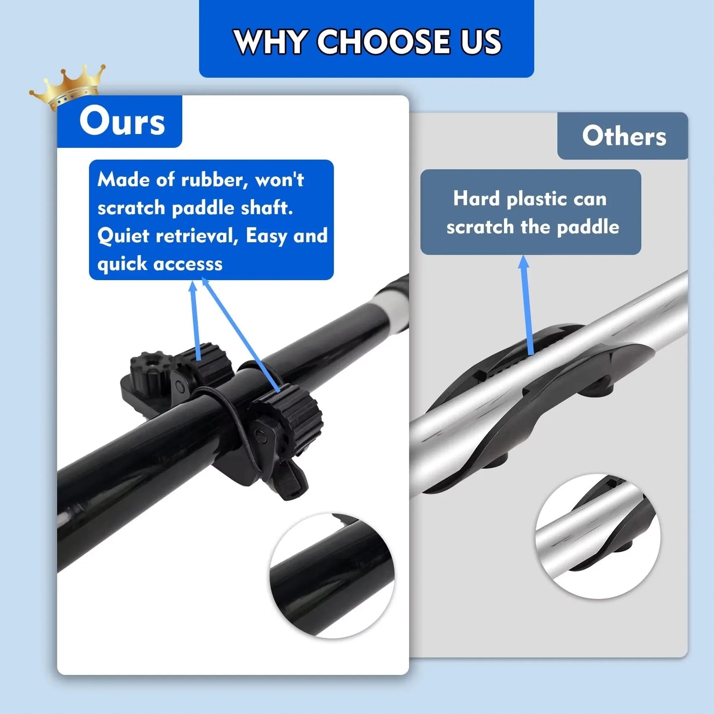 2PCS Kayak Paddle Holders Track Mount Oar Holder Accessories for Standard Paddles and Kayak Fishing