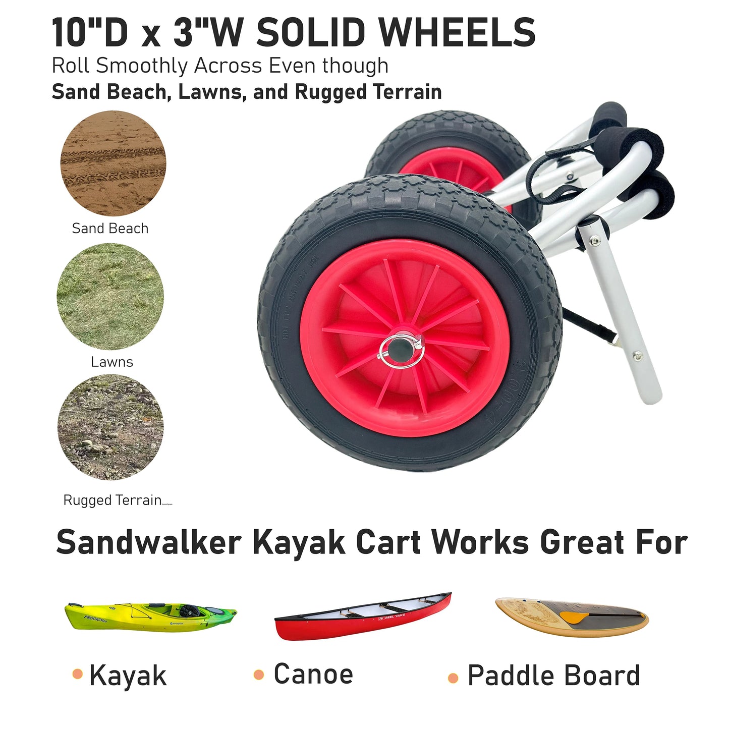 Kayak Cart Portable Dolly for Water Sports Gear Lightweight Easy to Use Transport for Kayaks Paddleboards And More