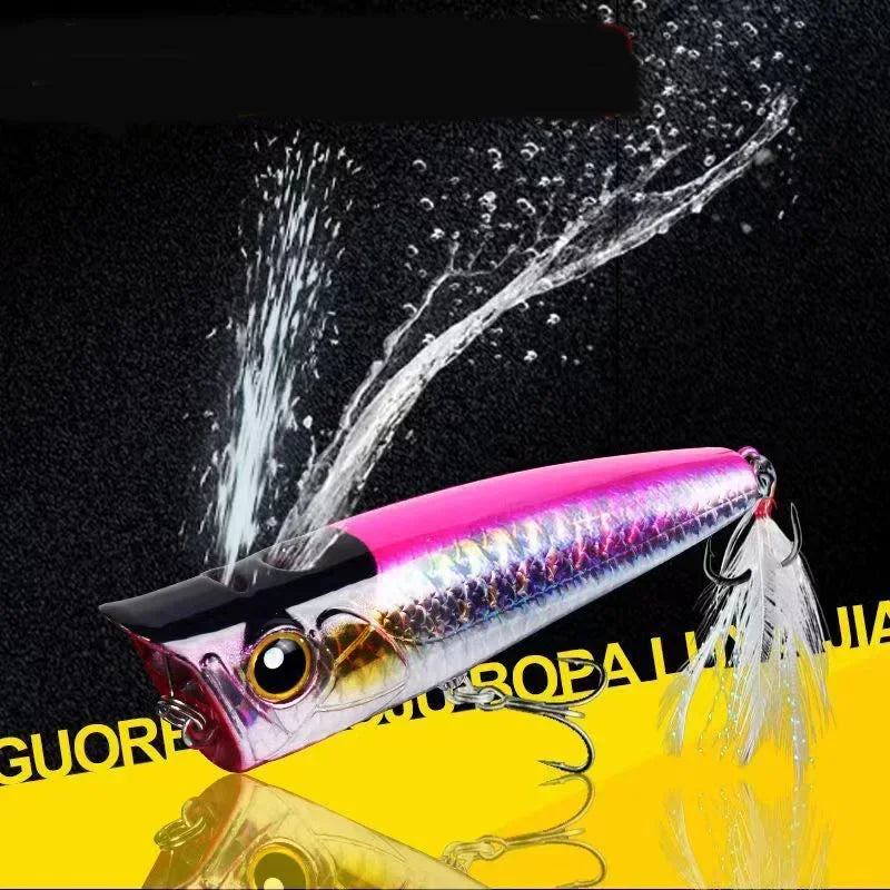 Fishing Lures Topwater Popper 11g 16.5g Floating Rock Pop Artificial Hard Baits for Bass Perch Pike Black Minnow Wobbler Pesca