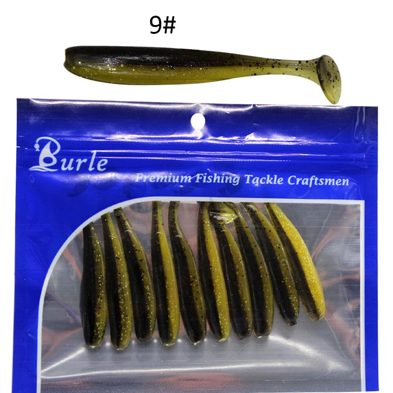 10pcs Soft Fishing Lures for Bass, Soft Paddle Tail Fishing Swimbaits Lures, Fishing Baits Kit for Fishing Trout Redfish