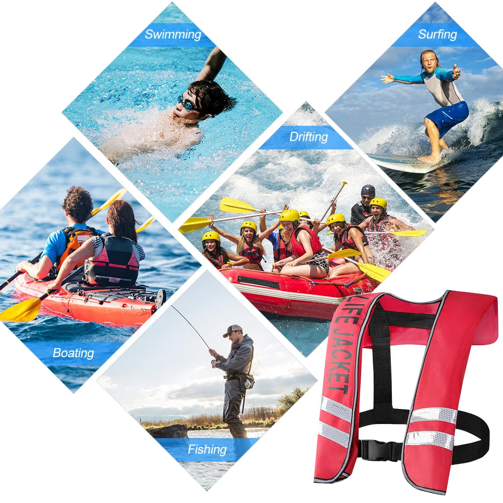 Auto Inflatable Adults Life Jacket Life Vest Safety Float Suit for Water Sports Kayak Fishing Surfing Canoeing Survival Jacket