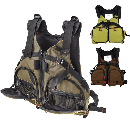 Professional Fishing Vest Kayak Life Jacket Lightweight Adjustable Fishing Vest with Whistle Mesh Breathable Multiple Pockets