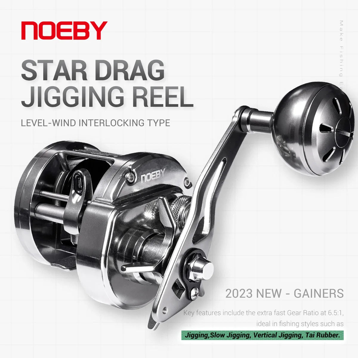 NOEBY Gainers Metal Jigging Fishing Reel Star Drag Baitcasting Drag 12kg Heavy Duty Saltwater Offshore Boat Fishing Reels