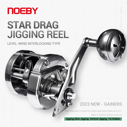 NOEBY Gainers Metal Jigging Fishing Reel Star Drag Baitcasting Drag 12kg Heavy Duty Saltwater Offshore Boat Fishing Reels