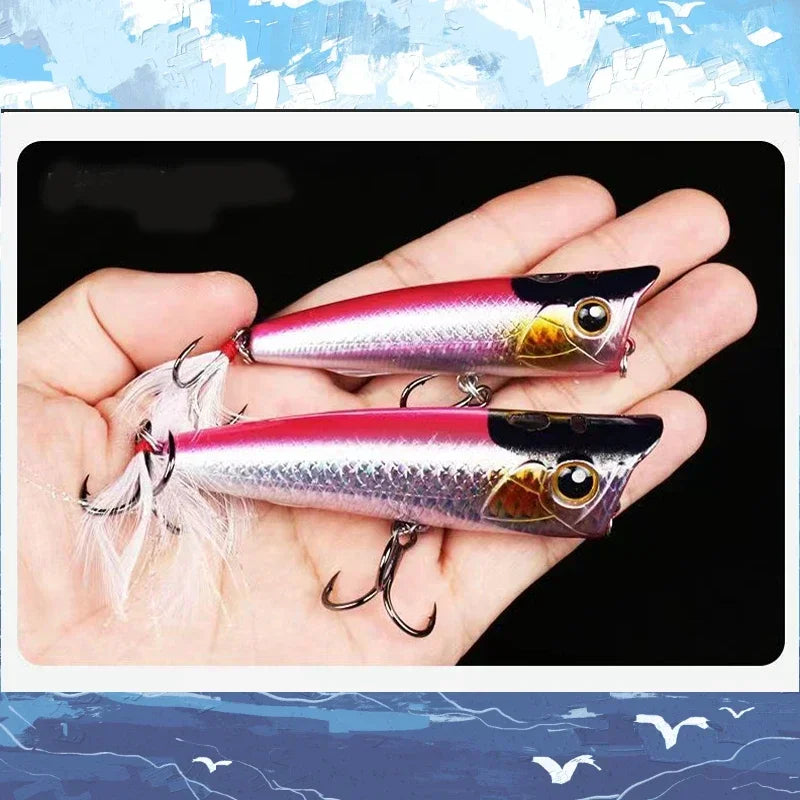 Fishing Lures Topwater Popper 11g 16.5g Floating Rock Pop Artificial Hard Baits for Bass Perch Pike Black Minnow Wobbler Pesca