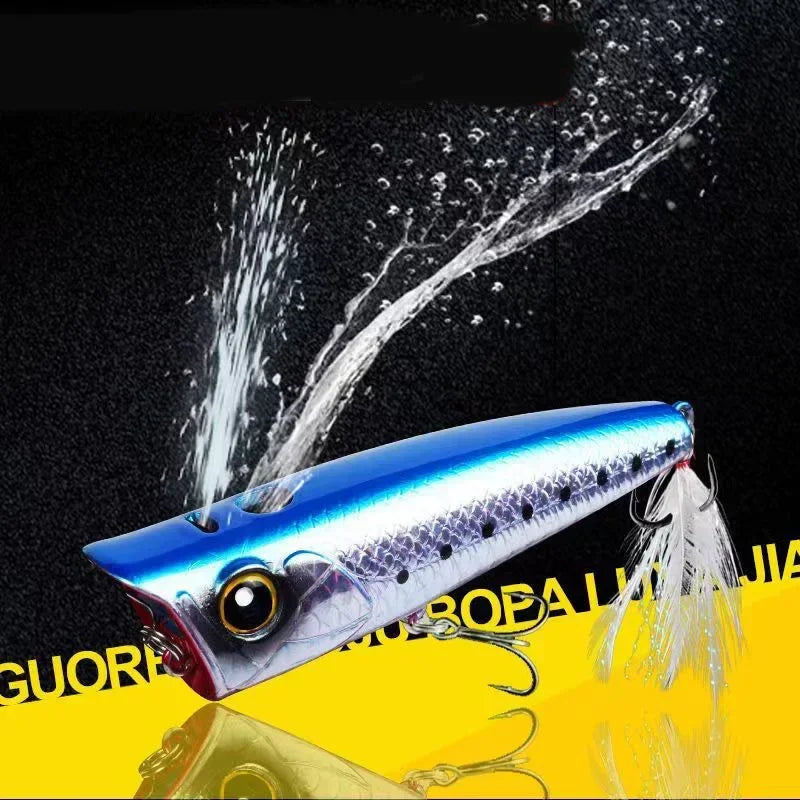 Fishing Lures Topwater Popper 11g 16.5g Floating Rock Pop Artificial Hard Baits for Bass Perch Pike Black Minnow Wobbler Pesca